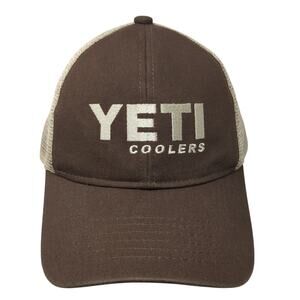 YETI Coolers Snapback Trucker Cap Brown One Size Adjustable Mesh Back 6 Panel